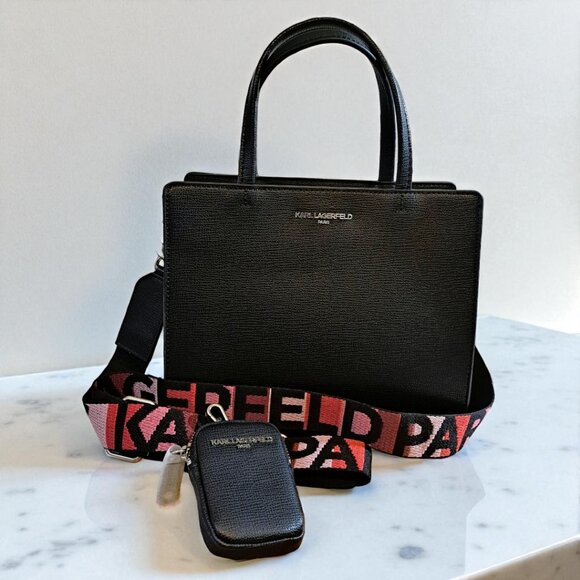 Karl Lagerfeld Black Paris Maybelle Satchel NWT - Picture 1 of 14
